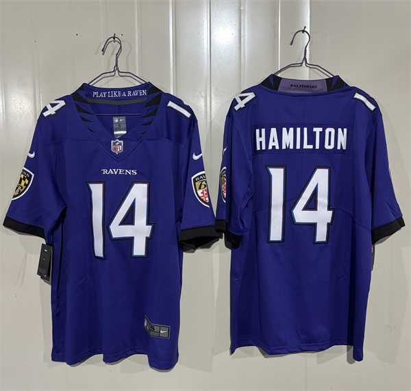 Mens Baltimore Ravens #14 Kyle Hamilton Purple 2026 Alternate Vapor Limited Stitched Jersey