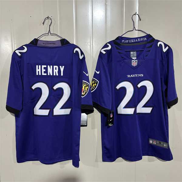 Mens Baltimore Ravens #22 Derrick Henry Purple 2026 Alternate Vapor Limited Stitched Jersey