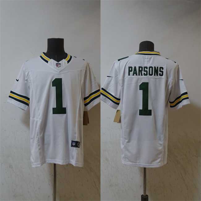 Mens Green Bay Packers #1 Micah Parsons White Vapor 2025 F.U.S.E. Limited Stitched Jersey