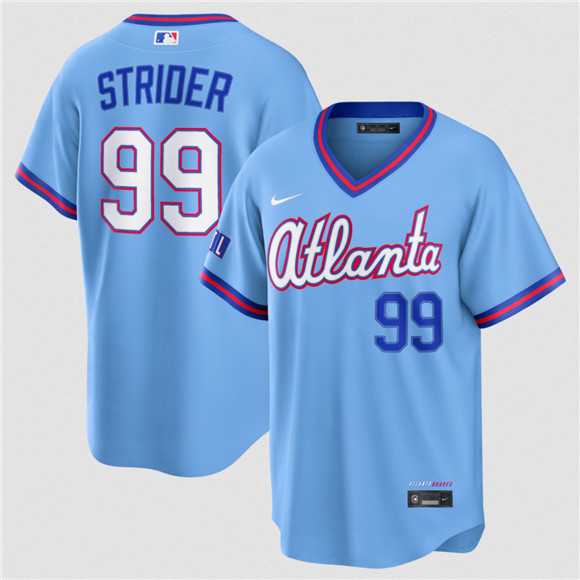 Mens Atlanta Braves #99 Spencer Strider Powder Blue 2026 City Connect Stadium Stitched Jersey Dzhi