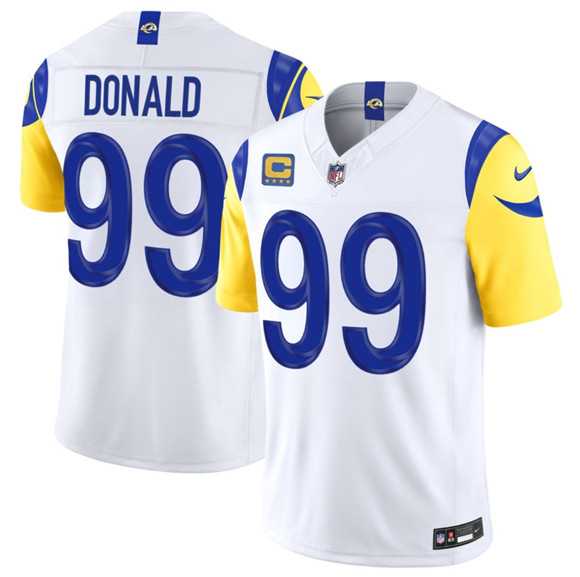 Mens Los Angeles Rams #99 Aaron Donald White 2026 F.U.S.E. 4- Star C Patch Vapor Limited Stitched Jersey Dzhi
