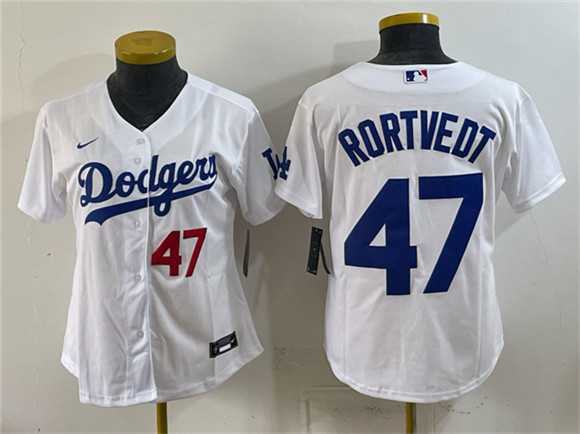 Youth Los Angeles Dodgers #47 Ben Rortvedt White Cool Base Stitched Jersey->->MLB Jersey