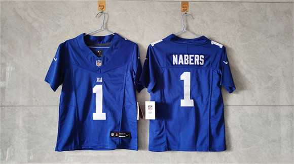 Womens New York Giants #1 Malik Nabers Blue F.U.S.E. Vapor Limited Stitched Jersey