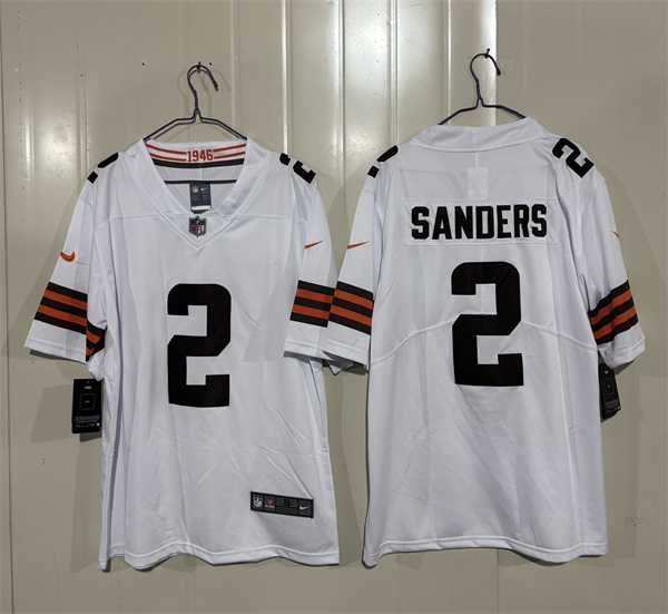 Mens Cleveland Browns #2 Shedeur Sanders White 2026 Vapor Limited Stitched Jersey