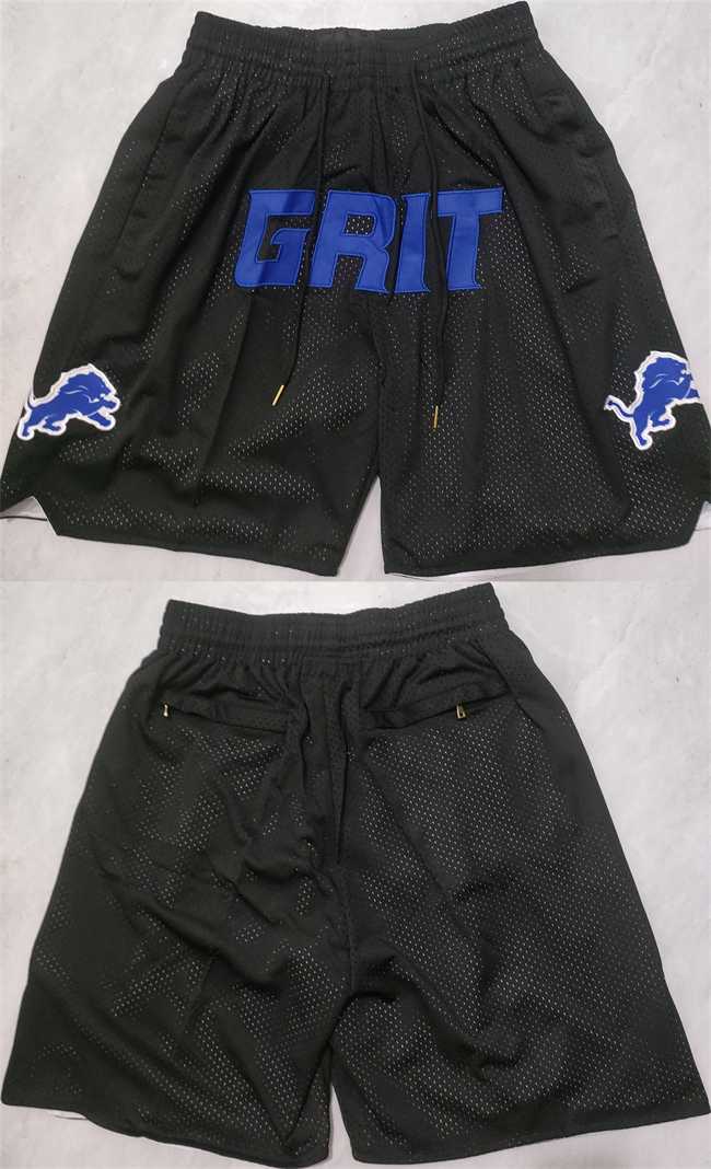 Mens Detroit Lions Black Shorts (Run Small)