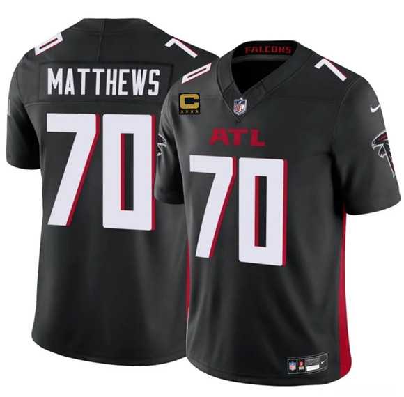 Mens Atlanta Falcons #70 Jake Matthews Black 2025 F.U.S.E With 4-Star C Patch Vapor Untouchable Limited Stitched Jersey Dzhi