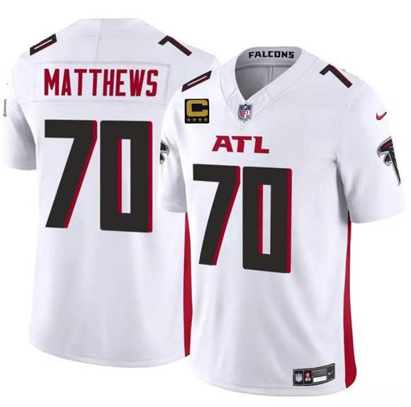 Mens Atlanta Falcons #70 Jake Matthews White 2025 F.U.S.E With 4-Star C Patch Vapor Untouchable Limited Stitched Jersey Dzhi