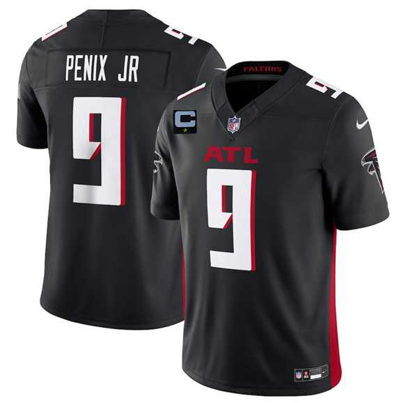 Mens Atlanta Falcons #9 Michael Penix Jr Black 2025 F.U.S.E. With 1-Star C Patch Vapor Untouchable Limited Stitched Jersey Dzhi