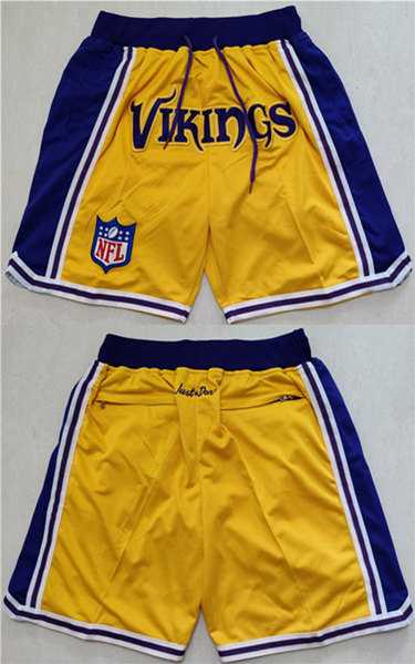 Mens Minnesota Vikings Yellow Just Don Swingman Throwback Shorts (Run Small)