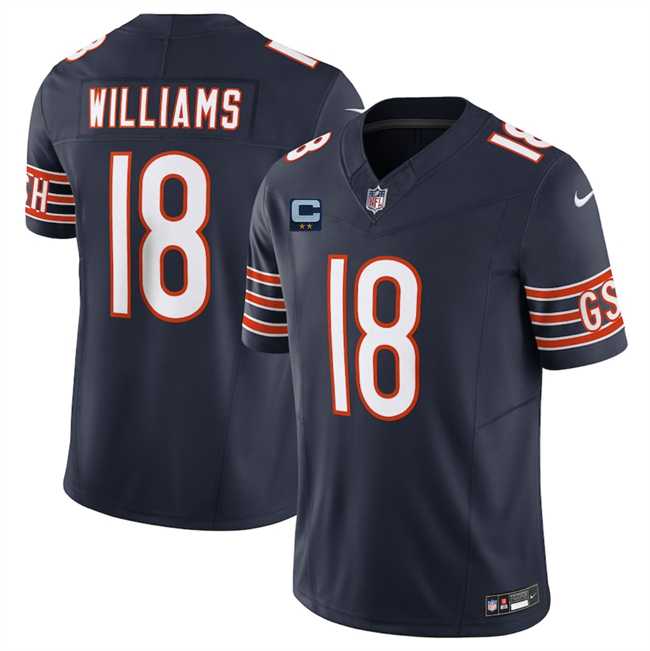 Mens Chicago Bears #18 Caleb Williams Navy 2025 F.U.S.E. With 2-Star C Patch Vapor Untouchable Limited Stitched Jersey Dzhi