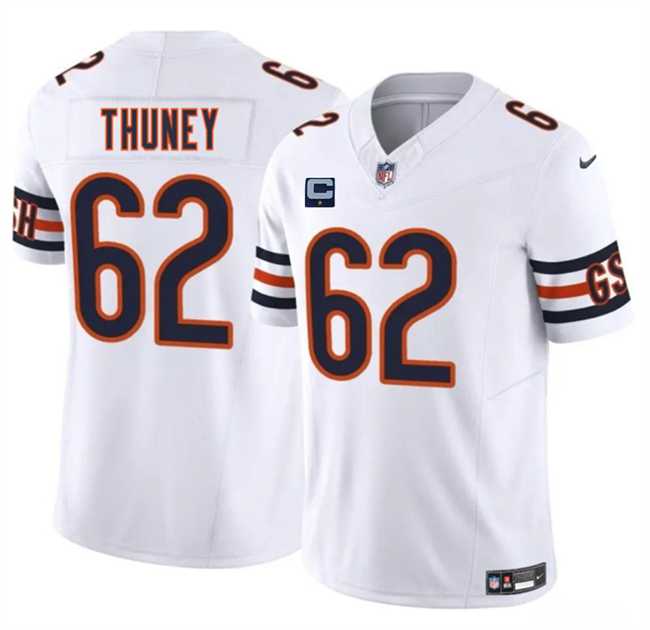 Mens Chicago Bears #62 Joe Thuney White 2025 F.U.S.E. With 1-Star C Patch Vapor Untouchable Limited Stitched Jersey Dzhi