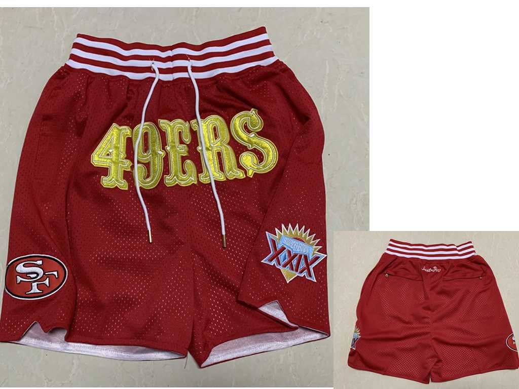 Mens San Francisco 49ers Red XXIX Super Bowl Patch Just Don Shorts (Run Small)