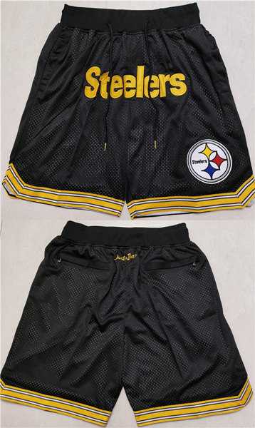 Mens Pittsburgh Steelers Black Shorts (Run Small)