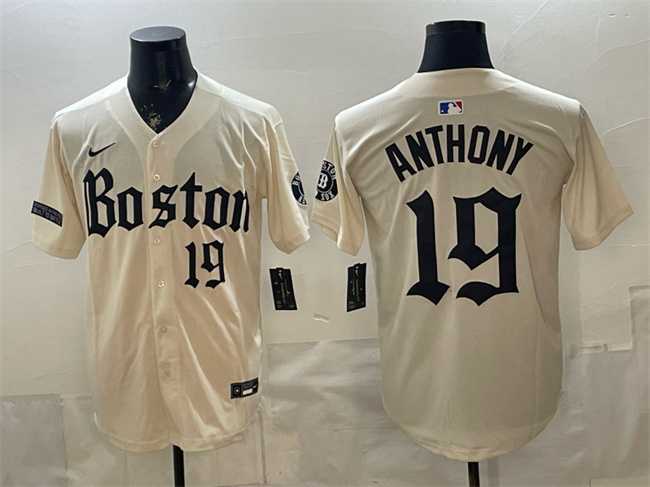 Mens Boston Red Sox #19 Roman Anthony Cream Gothic Vapor Limited Stitched Jersey Dzhi->boston red sox->MLB Jersey