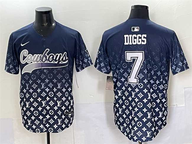 Mens Dallas Cowboys #7 Trevon Diggs Navy Limited Stitched Baseball Jersey
