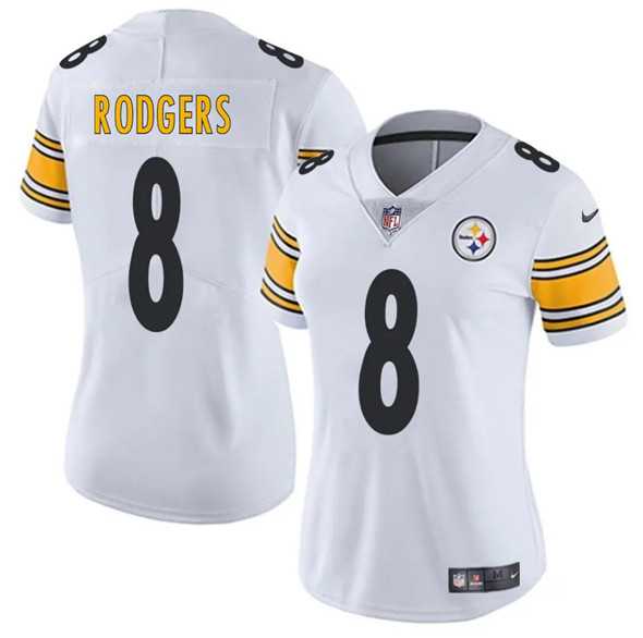 Womens Pittsburgh Steelers #8 Aaron Rodgers White 2025 Vapor Untouchable Limited Stitched Jersey Dzhi