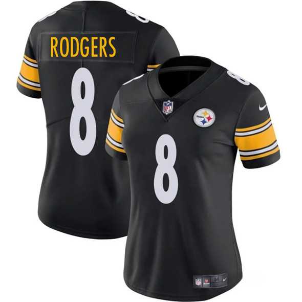 Womens Pittsburgh Steelers #8 Aaron Rodgers Black 2025 Vapor Untouchable Limited Stitched Jersey Dzhi