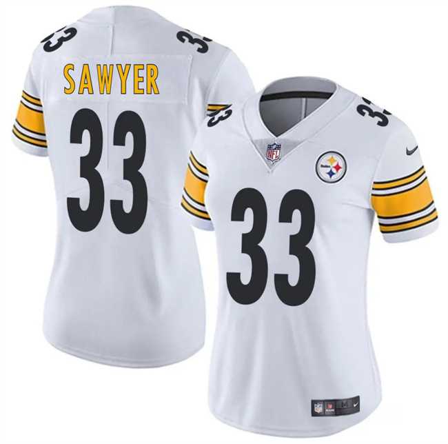 Womens Pittsburgh Steelers #33 Jack Sawyer White 2025 Draft Vapor Untouchable Limited Stitched Jersey Dzhi