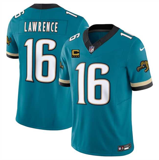 Mens Jacksonville Jaguars #16 Trevor Lawrence Teal 2025 F.U.S.E. With 4-Star C Patch Prowler Throwback Vapor Limited Stitched Jersey Dzhi