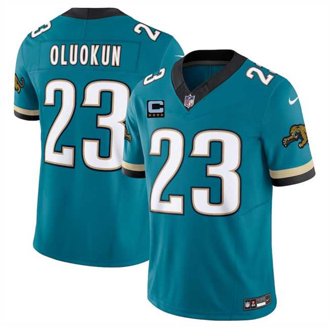Mens Jacksonville Jaguars #23 Foye Oluokun Teal 2025 F.U.S.E. With 4-Star C Patch Prowler Throwback Vapor Limited Stitched Jersey Dzhi