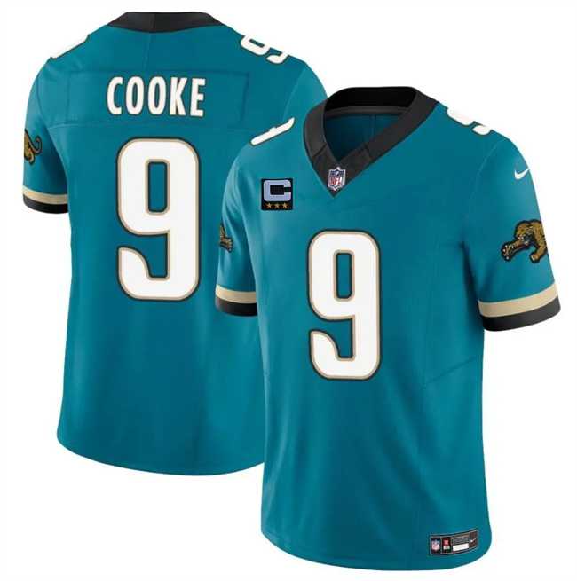 Mens Jacksonville Jaguars #9 Logan Cooke Teal 2025 F.U.S.E. With 3-Star C Patch Prowler Throwback Vapor Limited Stitched Jersey Dzhi