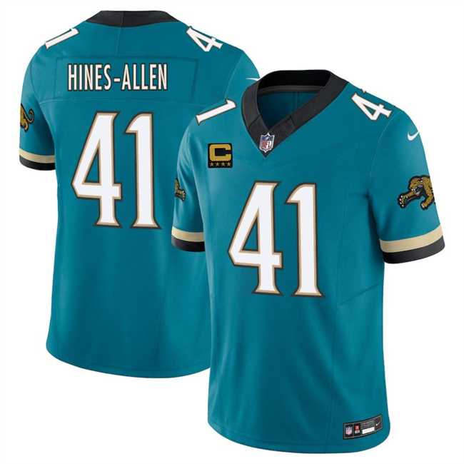 Mens Jacksonville Jaguars #41 Josh Hines-Allen Teal 2025 F.U.S.E. With 4-Star C Patch Prowler Throwback Vapor Limited Stitched Jersey Dzhi