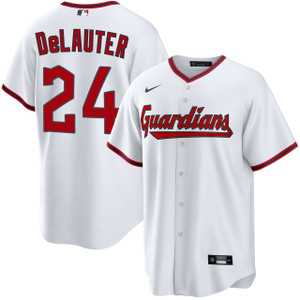 Mens Cleveland Guardians #24 Chase DeLauter White Cool Base Limited Stitched Jersey Dzhi->cleveland guardians->MLB Jersey