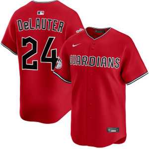 Mens Cleveland Guardians #24 Chase DeLauter Red Cool Base Stitched Jersey Dzhi->cleveland guardians->MLB Jersey