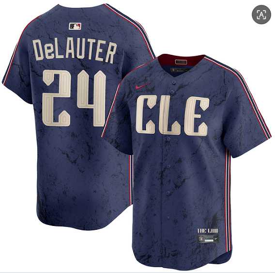 Mens Cleveland Guardians #24 Chase DeLauter Navy 2024 City Connect Limited Stitched Jersey Dzhi->cleveland guardians->MLB Jersey