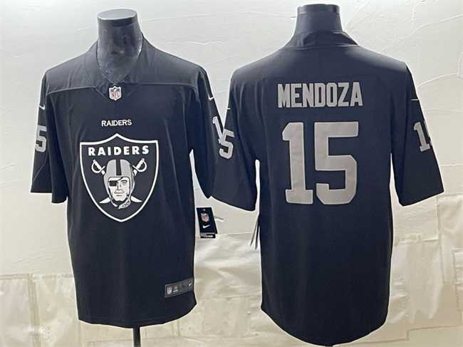 Mens Las Vegas Raiders #15 Fernando Mendoza Black Team Big Logo Vapor Untouchable Limited Stitched Jersey Dzhi