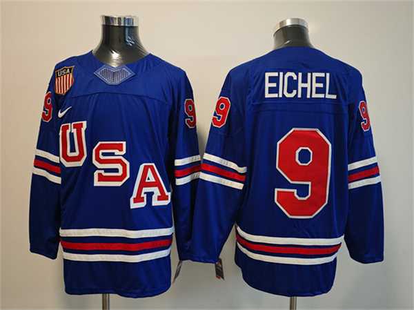 Mens USA #9 Jack Eichel Royal 2025-2026 Stitched Jersey