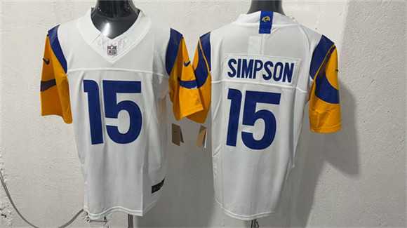 Mens Los Angeles Rams #15 Ty Simpson White 2026 Draft F.U.S.E. Vapor Limited Stitched Jersey