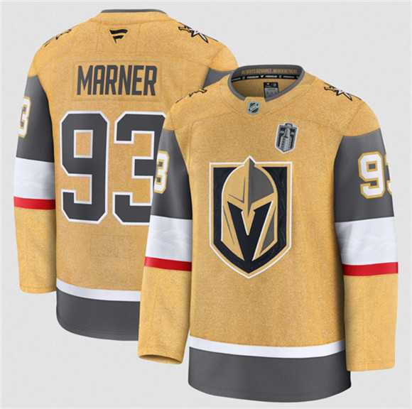 Mens Vegas Golden Knights #93 Mitch Marner Gold 2026 Stanley Cup Final Patch Home Stitched Hockey Jersey Dzhi