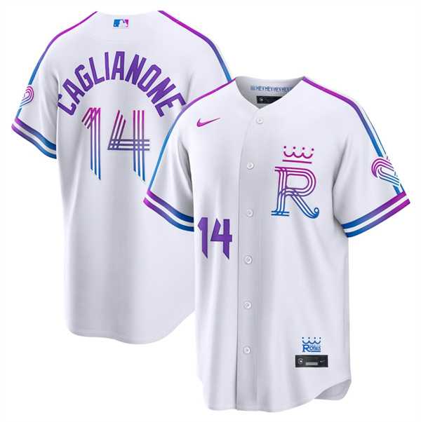 Mens Kansas City Royals #14 Jac Caglianone White 2026 City Connect Stadium Stitched Jersey Dzhi->kansas city royals->MLB Jersey