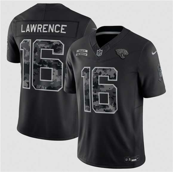 Mens Jacksonville Jaguars #16 Trevor Lawrence Black F.U.S.E. 2026 Salute to Service Limited Stitched Jersey