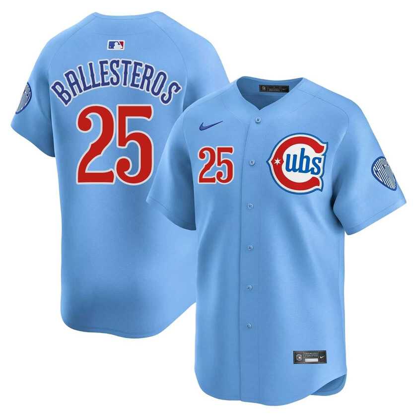 Mens Chicago Cubs #25 Moises ballesteros Blue 2024 25 2nd Alternate Limited Stitched Jersey Dzhi