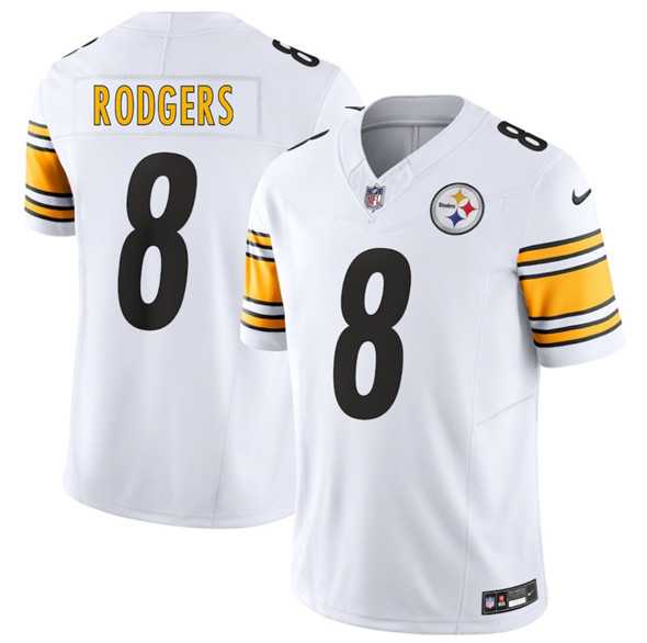 Men & Women & Youth Pittsburgh Steelers #8 Aaron Rodgers White 2025 F.U.S.E. Vapor Limited Stitched Jersey
