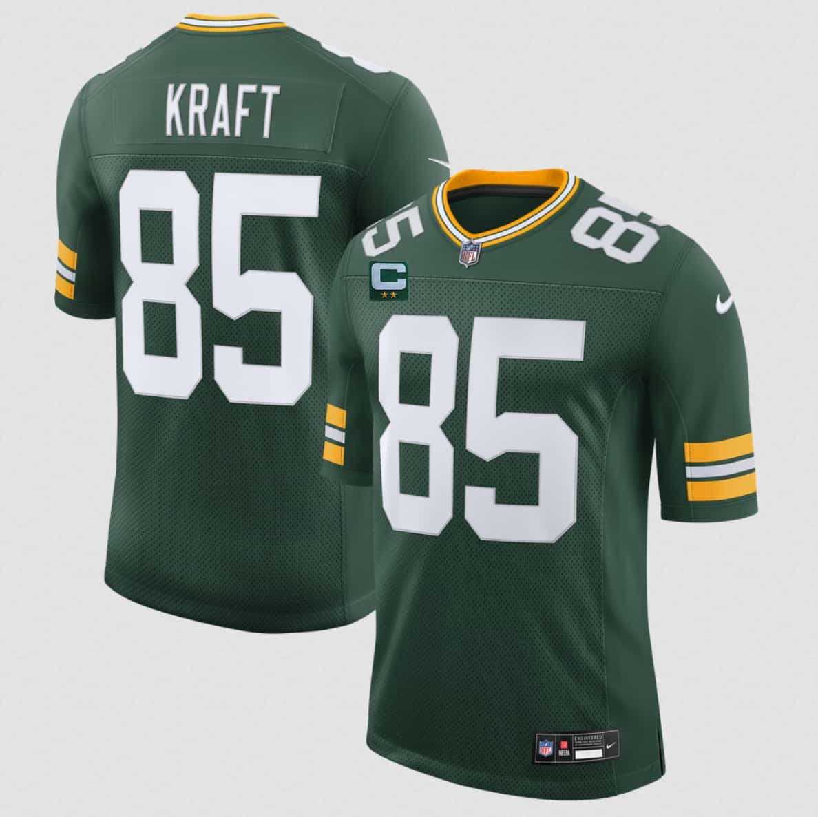Mens Green Bay Packers #85 Tucker Kraft Green 2026 With 2-Star C Patch New Vapor Untouchable Limited Stitched Jersey