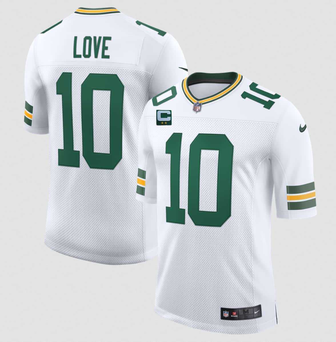 Mens Green Bay Packers #10 Jordan Love White 2026 With 2-Star C Patch New Vapor Untouchable Limited Stitched Jersey