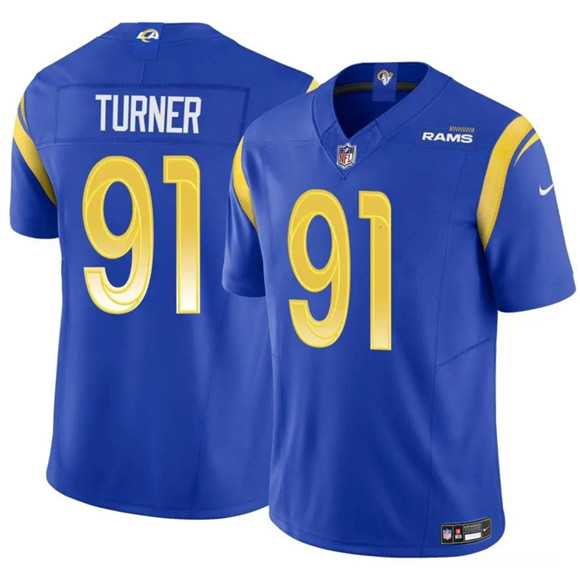 Mens Los Angeles Rams #91 Kobie Turner Blue 2025 F.U.S.E. Vapor Untouchable Stitched Jersey Dzhi