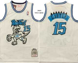 Mens Toronto Raptors #15 Vince Carter White 1998 Throwback Swingman Jersey