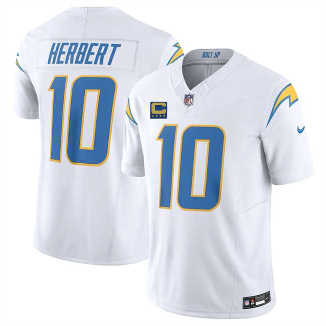 Mens Los Angeles Chargers #10 Justin Herbert White 2025 F.U.S.E With 4-Star C Patch Vapor Limited Stitched Jersey Dzhi
