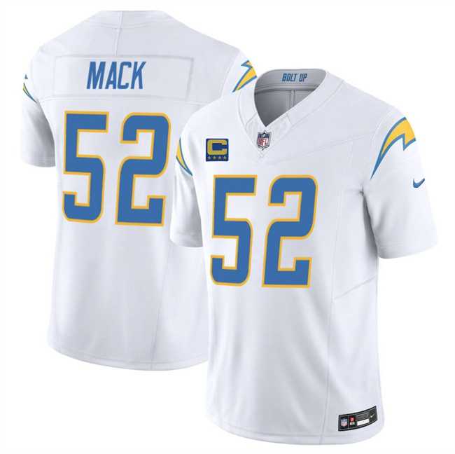 Mens Los Angeles Chargers #52 Khalil Mack White 2025 F.U.S.E With 4-Star C Patch Vapor Limited Stitched Jersey Dzhi