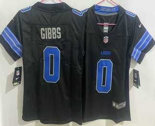 Womens Detroit Lions #0 Jahmyr Gibbs Limited Black Vapor Jersey