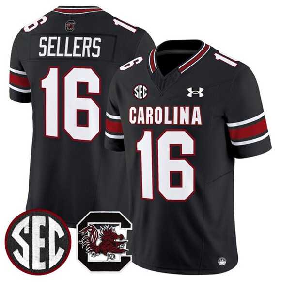 Mens South Carolina Fighting Gamecocks #16 LaNorris Sellers Black 2025 F.U.S.E. Stitched Jersey Dzhi