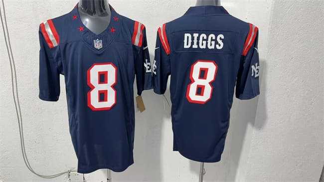 Mens New England Patriots #8 Stefon Diggs Navy F.U.S.E. Vapor Limited Football Stitched Jersey