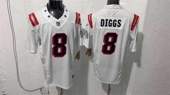 Mens New England Patriots #8 Stefon Diggs White F.U.S.E. Vapor Limited Football Stitched Jersey