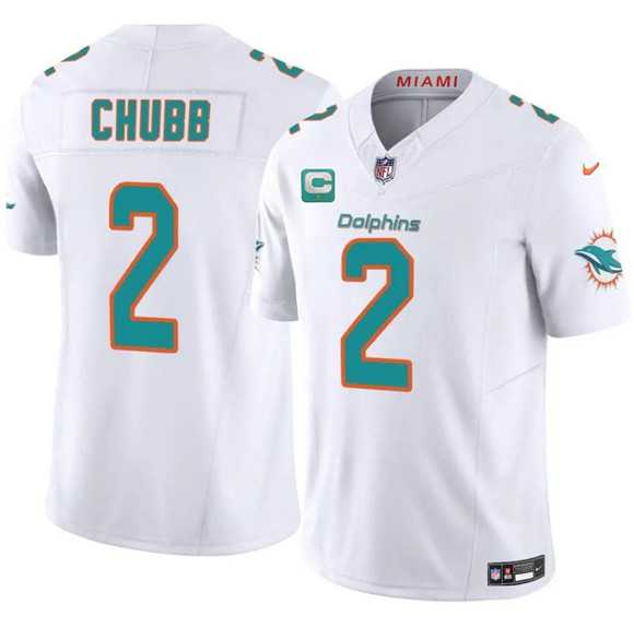 Mens Miami Dolphins #2 Bradley Chubb White 2025 F.U.S.E. With 1-Star C Patch Vapor Limited Stitched Jersey Dzhi