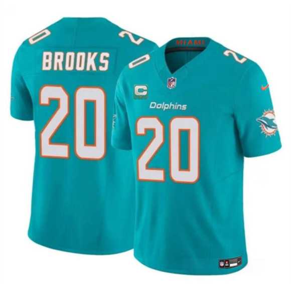 Mens Miami Dolphins #20 Jordyn Brooks Aqua 2025 F.U.S.E. With 1-Star C Patch Vapor Limited Stitched Jersey Dzhi