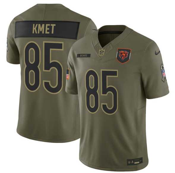 Mens Chicago Bears #85 Cole Kmet Olive 2025 Salute to Service Limited Stitched Jersey Dyin